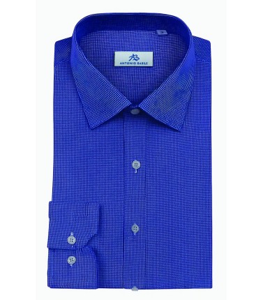 Camicia Uomo micro riga blu