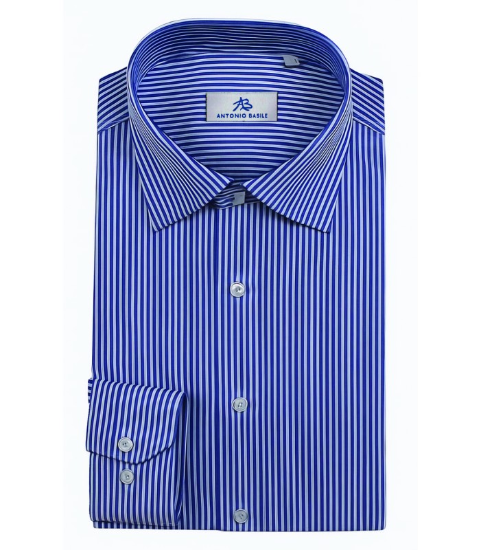 Camicia Uomo a riga media blu
